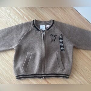 Zara Tan Jacket with Black Bow Detail